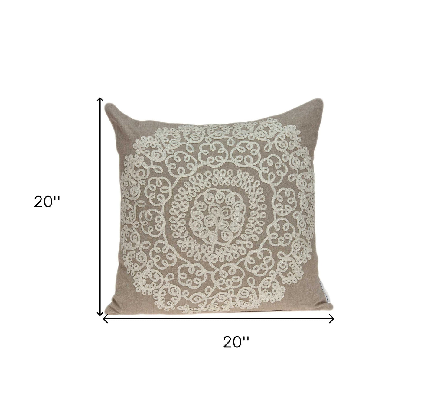 20" X 7" X 20" Traditional Tan Pillow Cover With Poly Insert