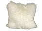 20" Creamy White Genuine Tibetan Lamb Fur Pillow With Microsuede Backing