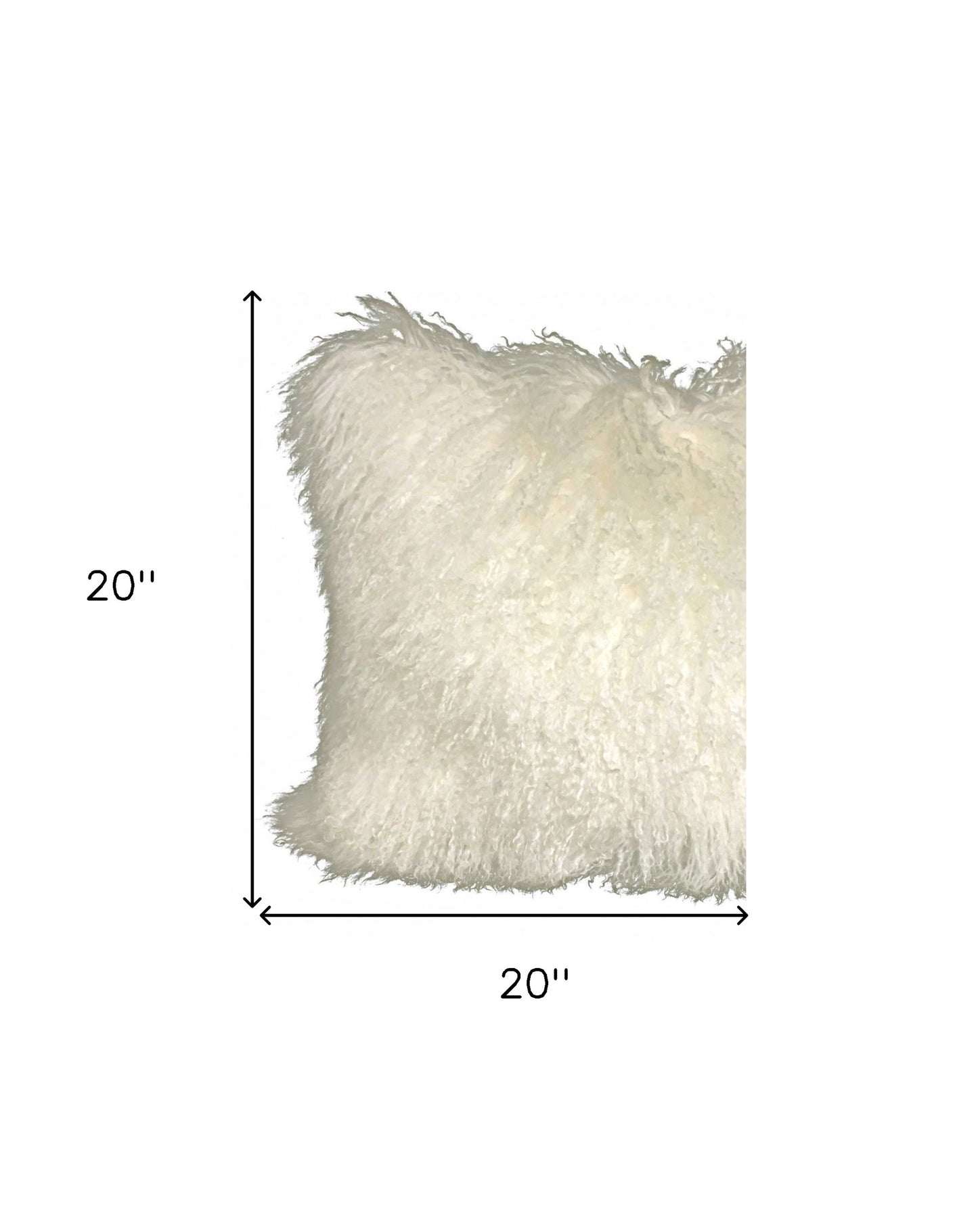 20" Creamy White Genuine Tibetan Lamb Fur Pillow With Microsuede Backing