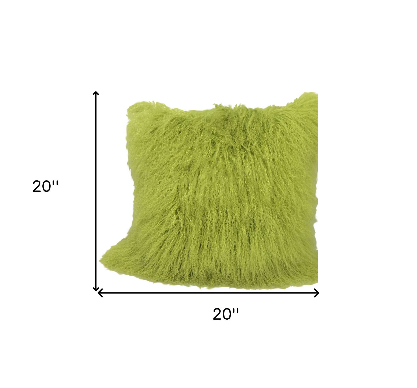 20" Lime Green Genuine Tibetan Lamb Fur Pillow With Microsuede Backing