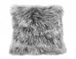 24" Grey Genuine Tibetan Lamb Fur Pillow With Microsuede Backing