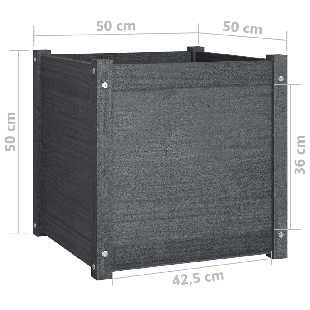 Garden Planters 2 pcs Gray 19.7"x19.7"x19.7" Solid Wood Pine