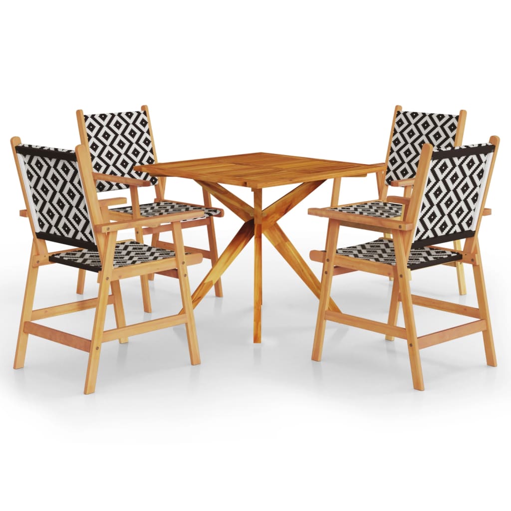 5 Piece Patio Dining Set Solid Wood Acacia