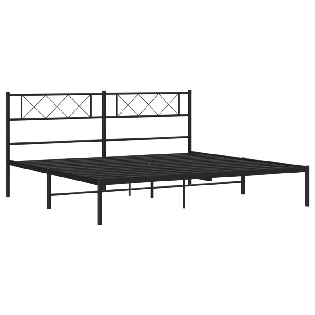 Metal Bed Frame without Mattress with Headboard Black 72"x83.9"