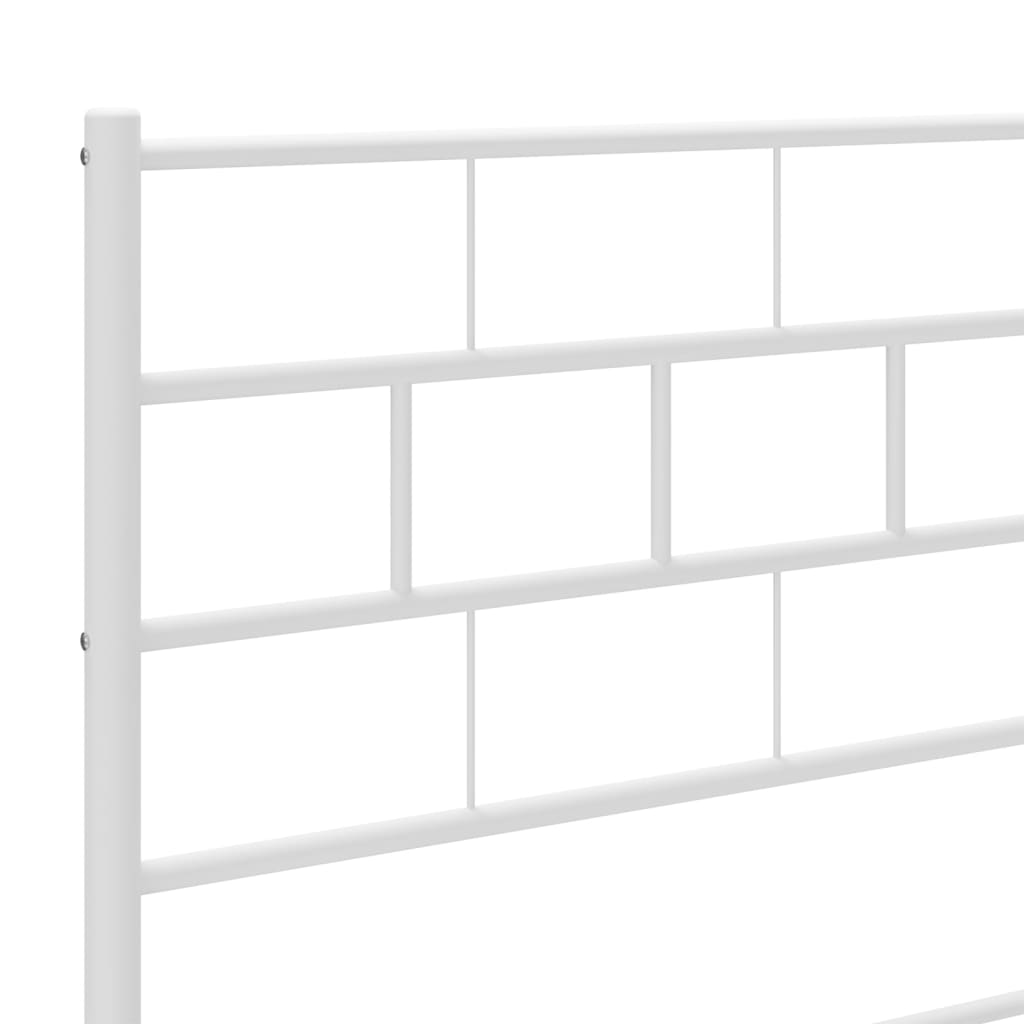 Metal Bed Frame with Headboard White 39.4"x78.7"