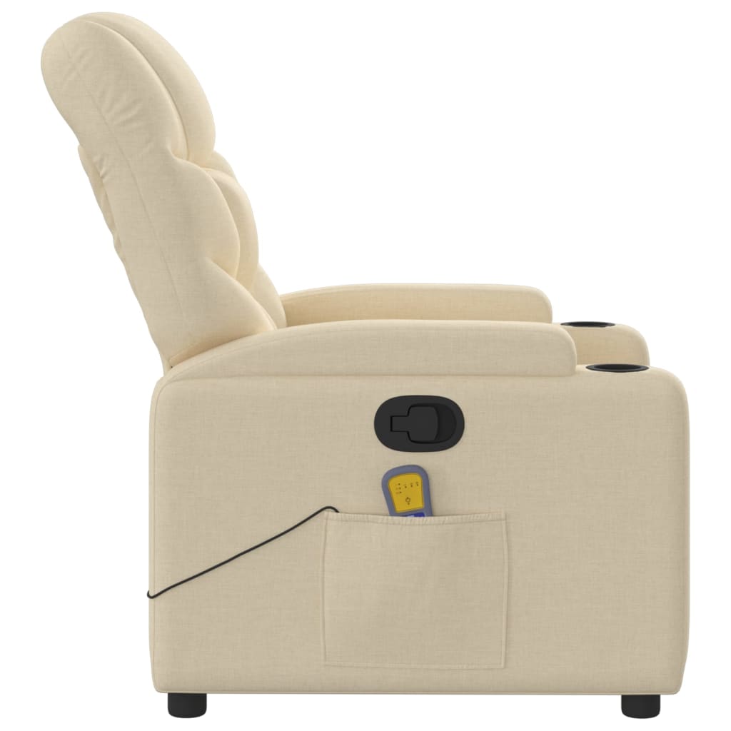 Massage Recliner Chair Cream Fabric