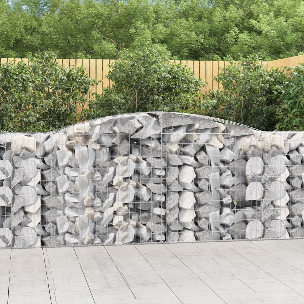 Arched Gabion Baskets 2 pcs 157.5"x19.7"x39.4"/47.2" Galvanized Iron