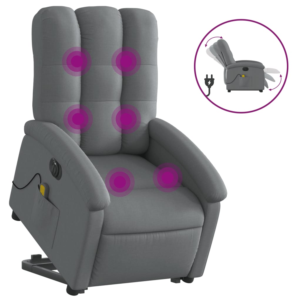 Electric Stand up Massage Recliner Chair Dark Gray Fabric