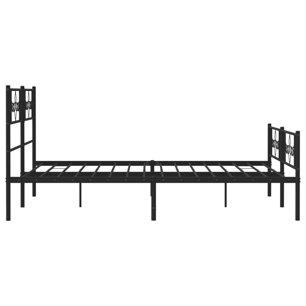 Metal Bed Frame without Mattress with Footboard Black 53.1"x74.8"