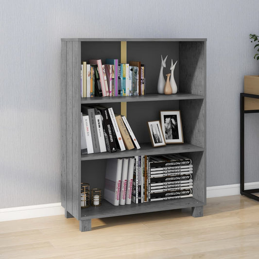 Book Cabinet HAMAR Dark Gray 33.5"x13.8"x44.1" Solid Wood Pine