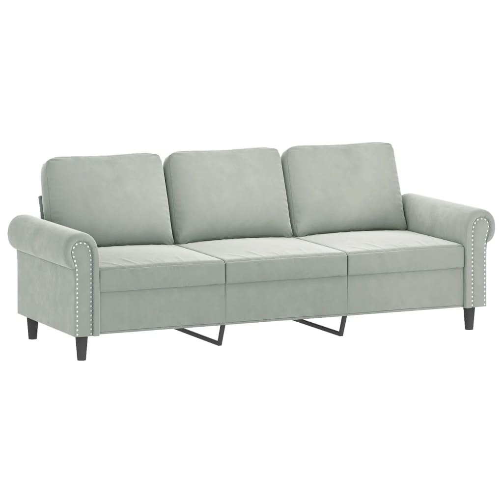 2 Piece Sofa Set with Pillows Light Gray Velvet