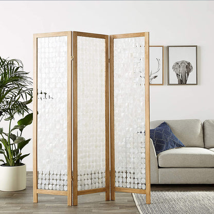 71" Clear Folding Three Panel Screen Room Divider