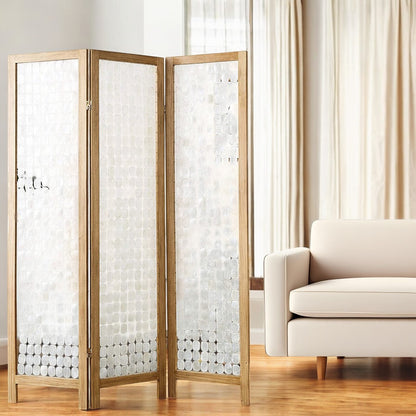 71" Clear Folding Three Panel Screen Room Divider