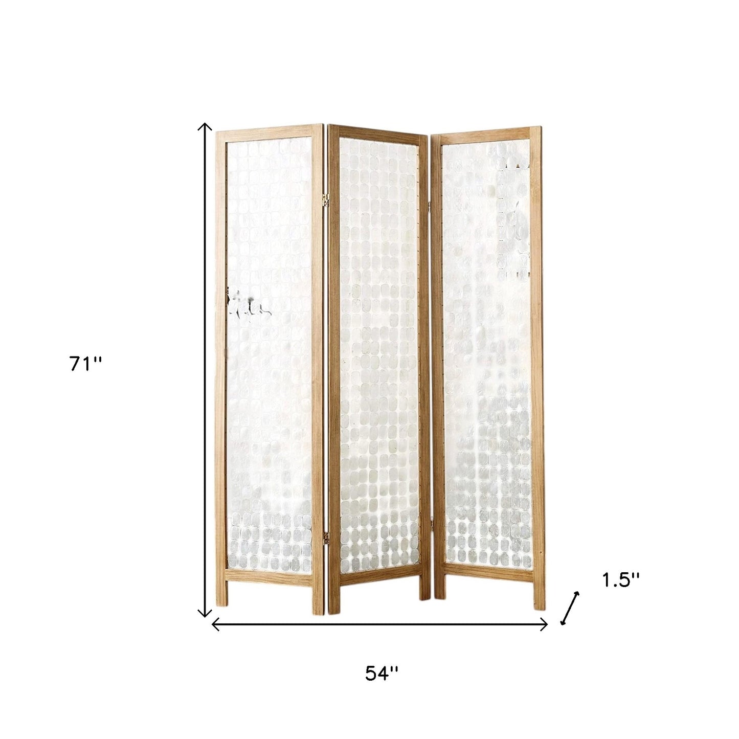 71" Clear Folding Three Panel Screen Room Divider