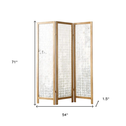 71" Clear Folding Three Panel Screen Room Divider