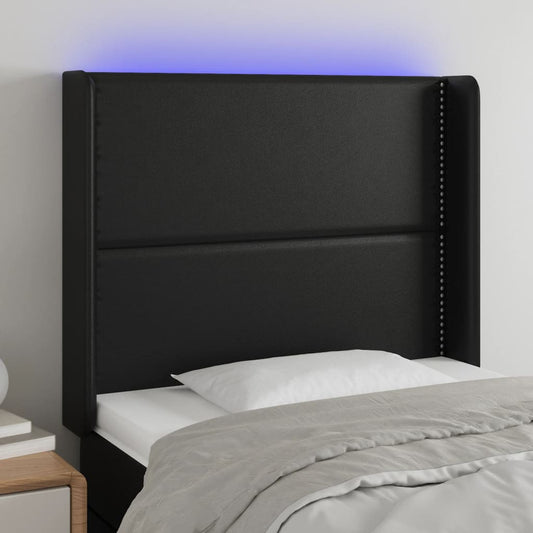 LED Headboard Black 40.6"x6.3"x46.5"/50.4" Faux Leather