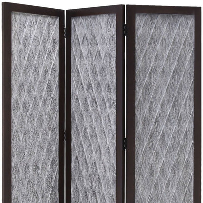 70" Brown Folding Three Panel Screen Room Divider