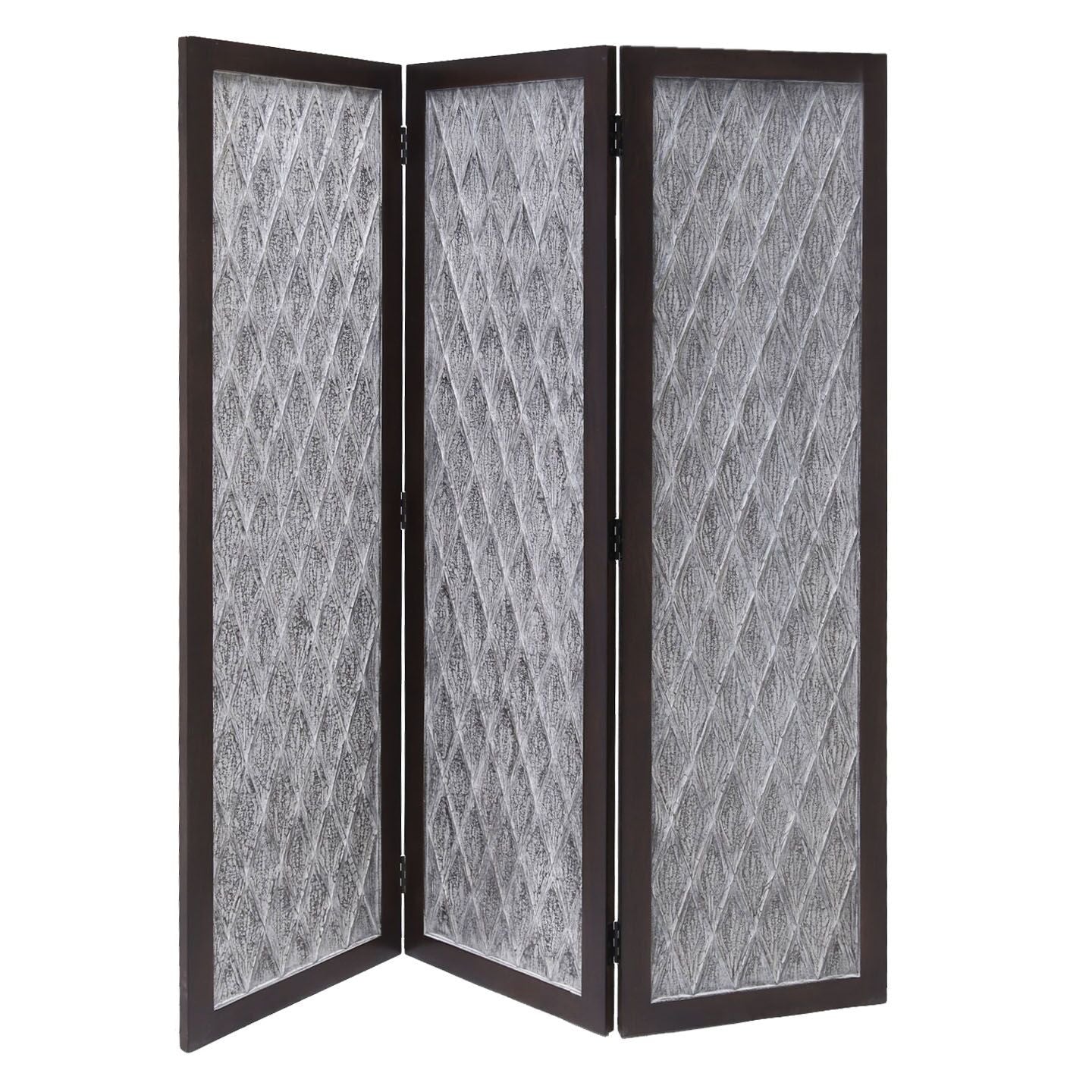 70" Brown Folding Three Panel Screen Room Divider