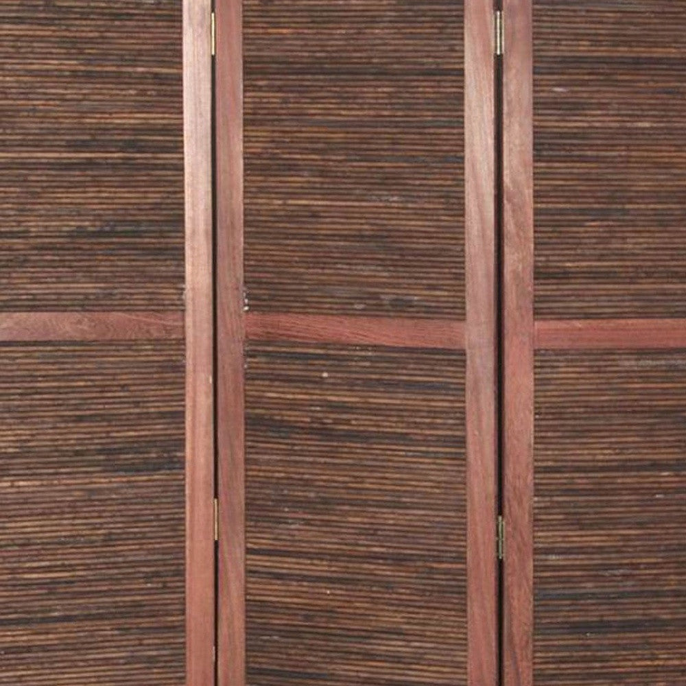 67" Brown Solid and Manufactured Wood Folding Three Panel Screen Room Divider