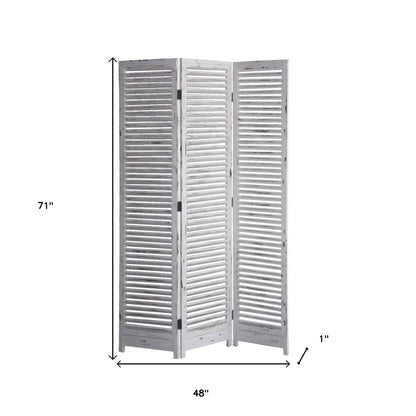 71" White Folding Three Panel Screen Room Divider