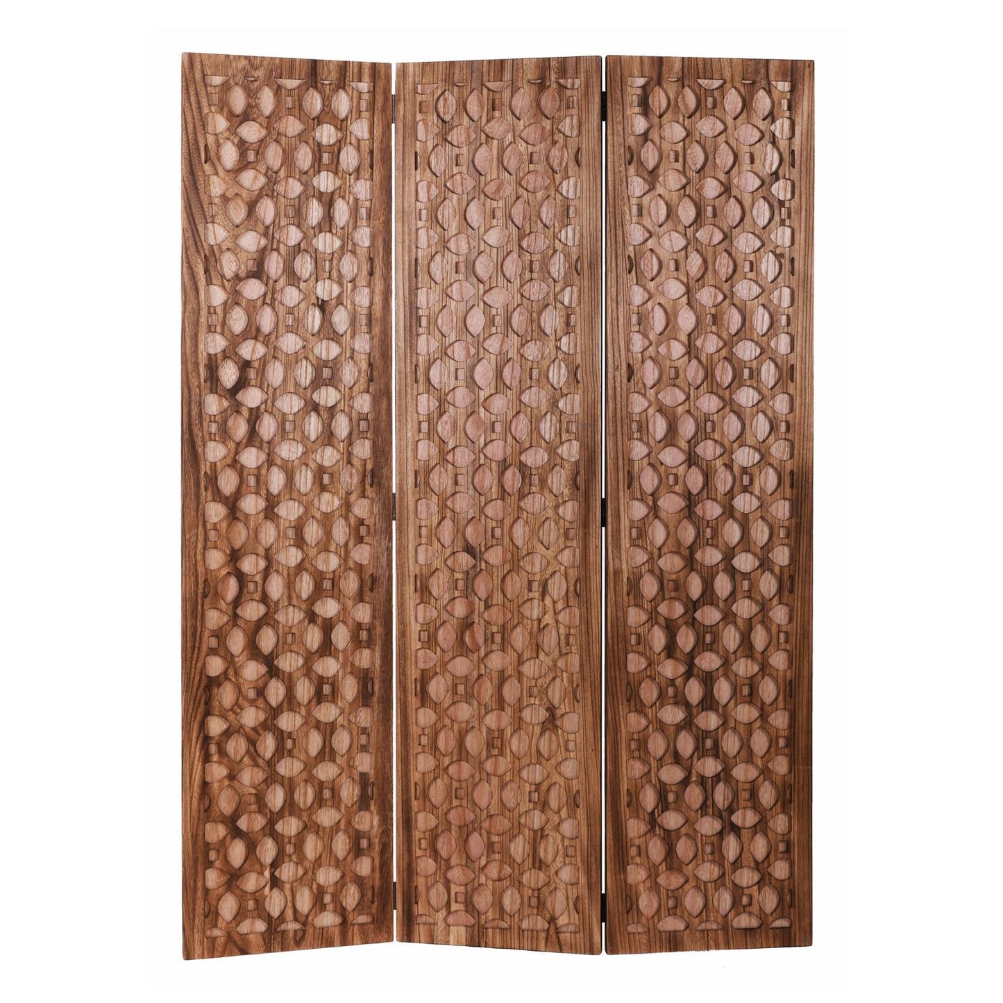 67" Brown Folding Three Panel Screen Room Divider