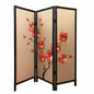 63" Brown Fabric Folding Three Panel Screen Room Divider