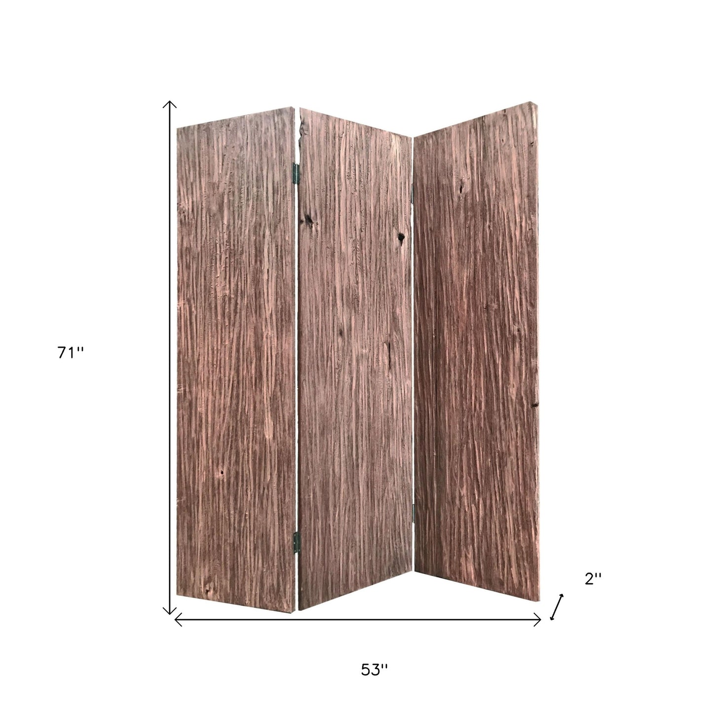 71" Brown Folding Three Panel Screen Room Divider