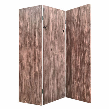 71" Brown Folding Three Panel Screen Room Divider