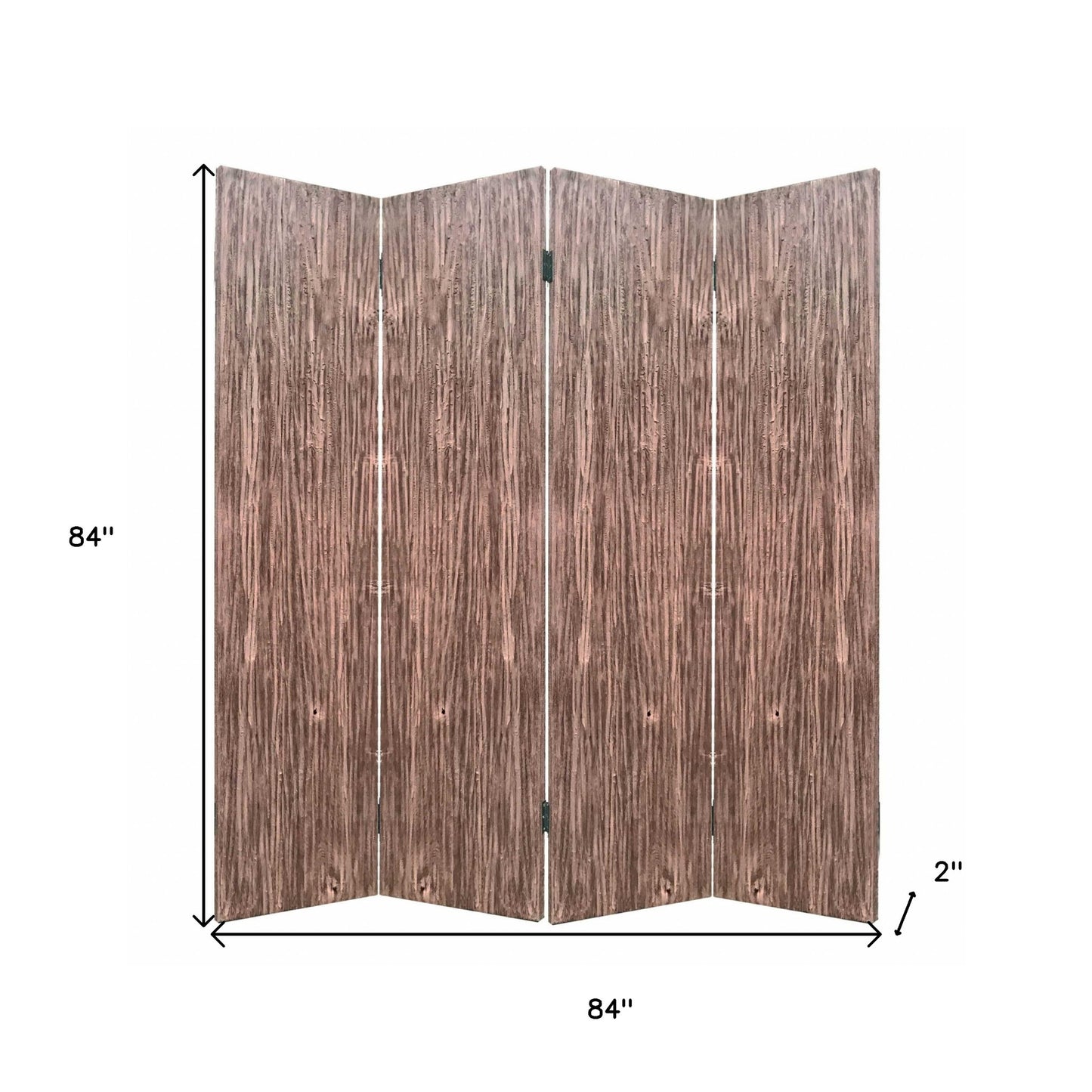 84" Brown Folding Four Panel Screen Room Divider