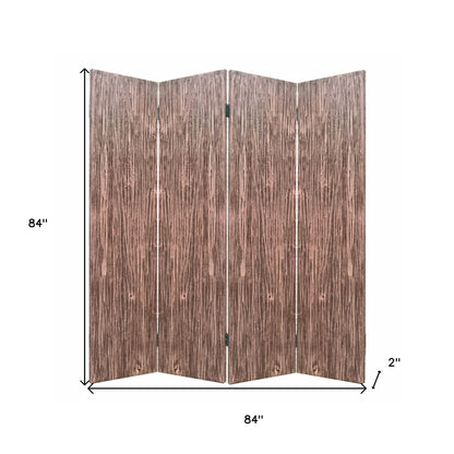 84" Brown Folding Four Panel Screen Room Divider