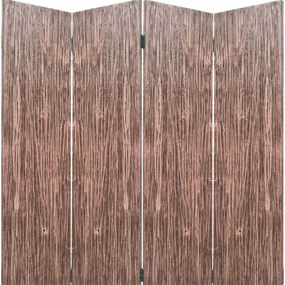 84" Brown Folding Four Panel Screen Room Divider