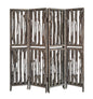 84" Brown Wood Folding Four Panel Screen Room Divider