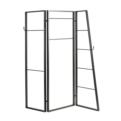 72" Gray Iron Folding Three Panel Screen Room Divider