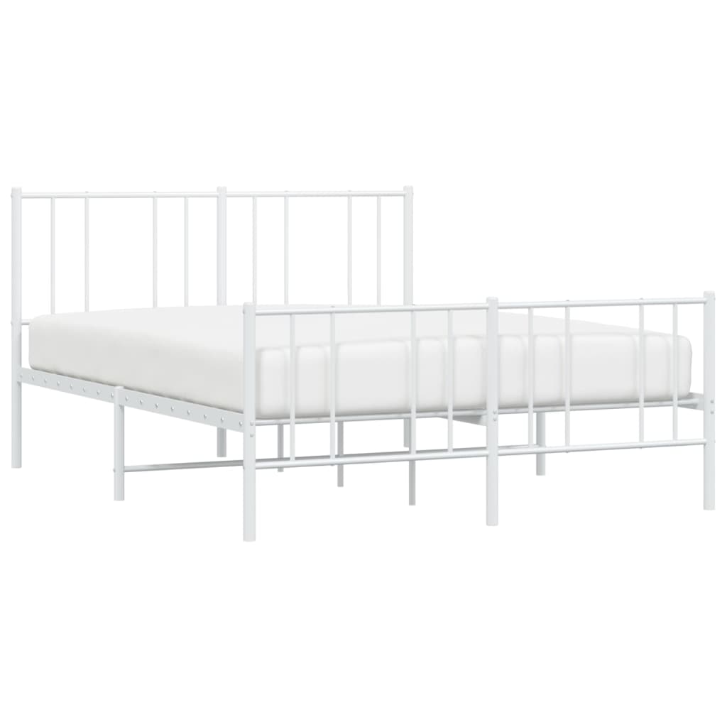 Metal Bed Frame without Mattress with Footboard White 59.1"x78.7"