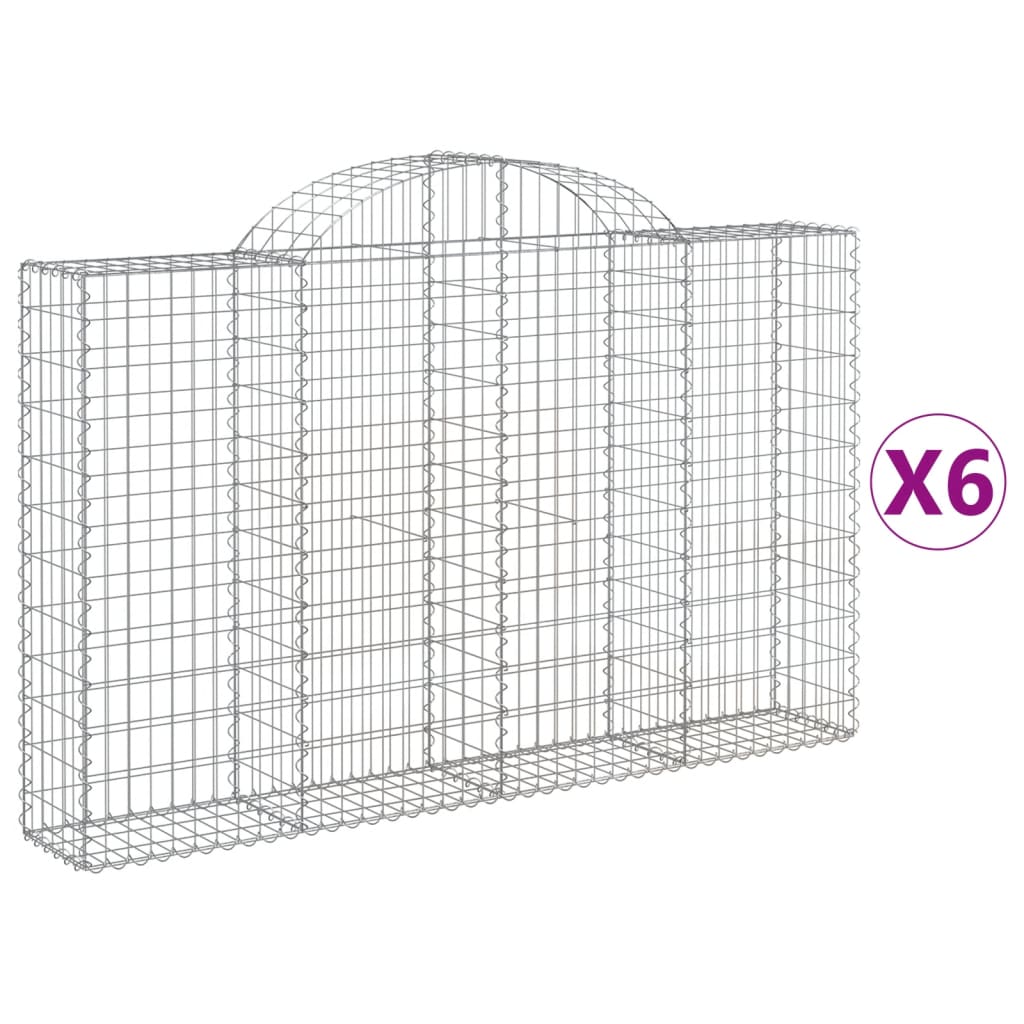 Arched Gabion Baskets 6 pcs 78.7"x11.8"x47.2"/55.1" Galvanized Iron