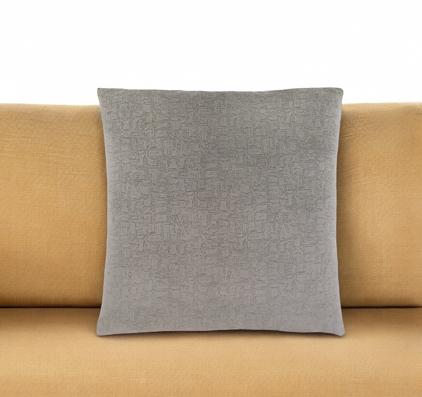 18" X 18" Taupe Velvet Polyester Mosaic Zippered Pillow