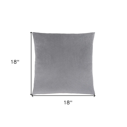 18" X 18" Silver Velvet Polyester Diamond Zippered Pillow