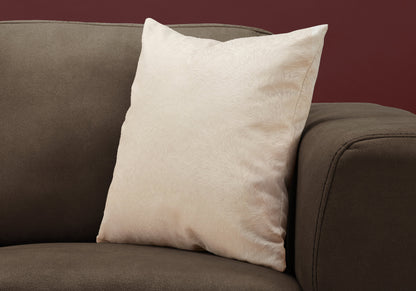 18" X 18" Taupe Velvet Polyester Feather Zippered Pillow