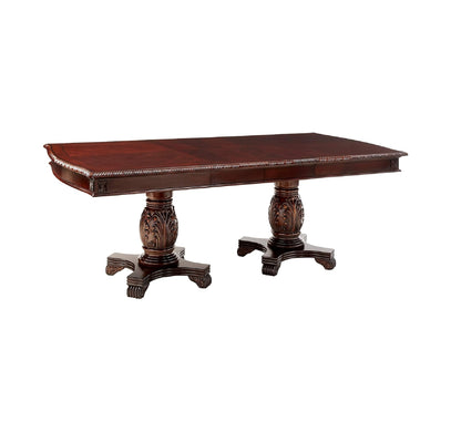 96" Dark Brown Solid Wood And Solid Manufactured Wood Double Pedestal Base Dining Table