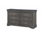 15" Gray Solid Wood Double Dresser