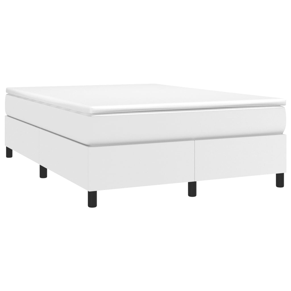 Bed Frame without Mattress White Full Faux Leather (US Only)