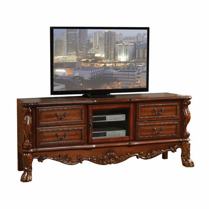 74" Platinum Solid Wood Cabinet Enclosed Storage TV Stand