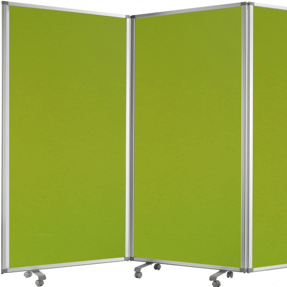 71" Green Iron Folding Three Panel Screen Room Divider