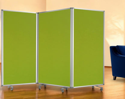 71" Green Iron Folding Three Panel Screen Room Divider