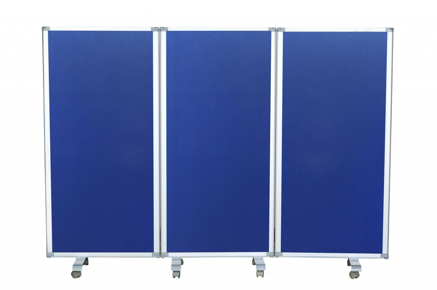 71" Blue Iron Folding Three Panel Screen Room Divider