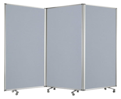 71" Gray Iron Folding Three Panel Screen Room Divider