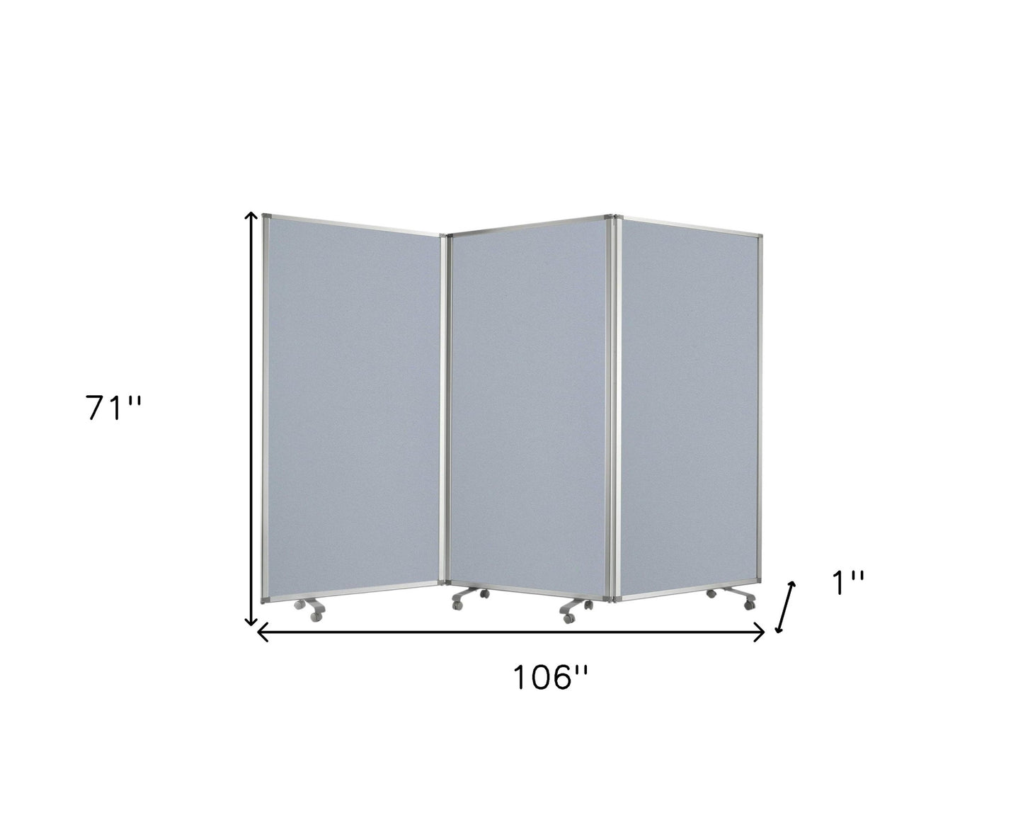 71" Gray Iron Folding Three Panel Screen Room Divider