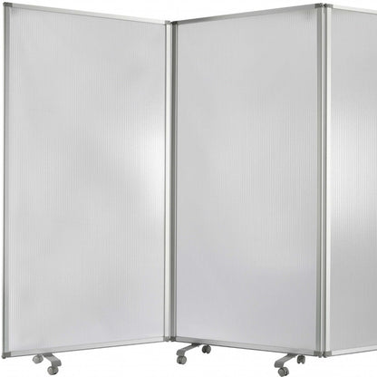 71" White Iron Folding Three Panel Screen Room Divider