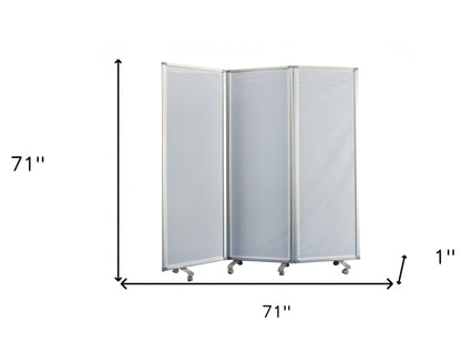 71" White Iron Folding Six Panel Screen Room Divider