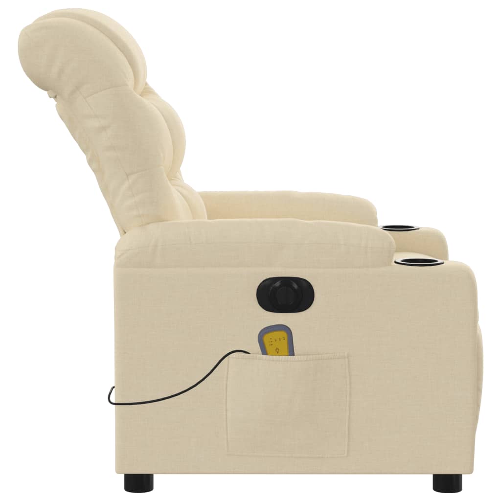 Electric Massage Recliner Chair Cream Fabric